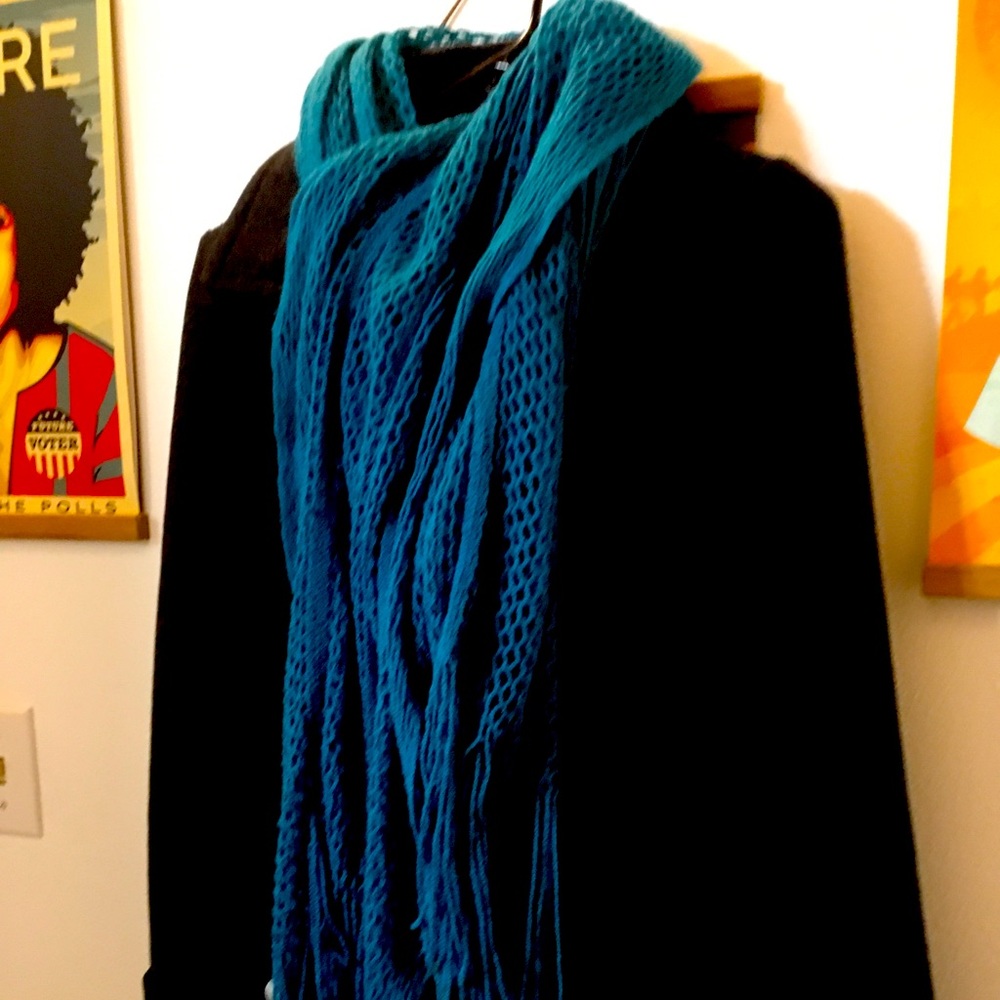 Bright teal blue scarf